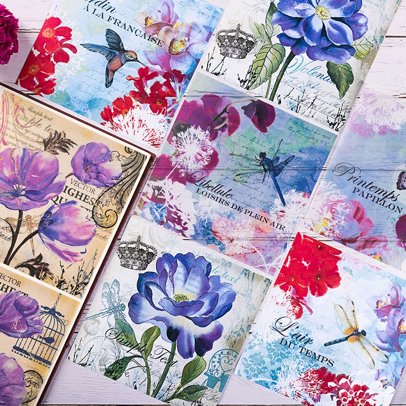 8 Sheets Vellum and Craft Paper Pack | Purple Flower |Junk Journal | Scrapbook