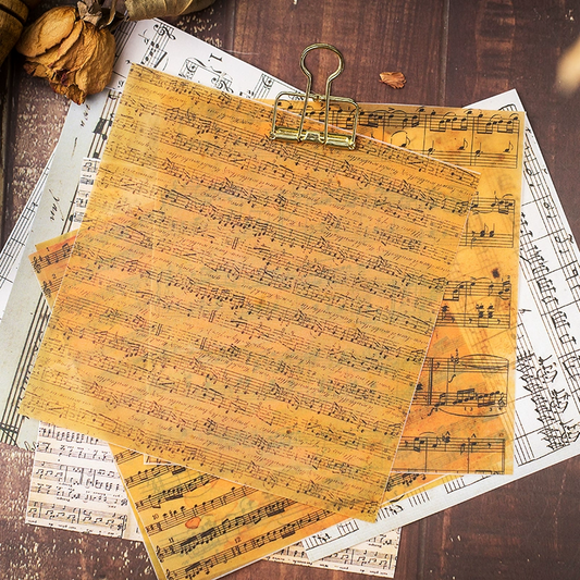 Vintage musical notation vellum paper