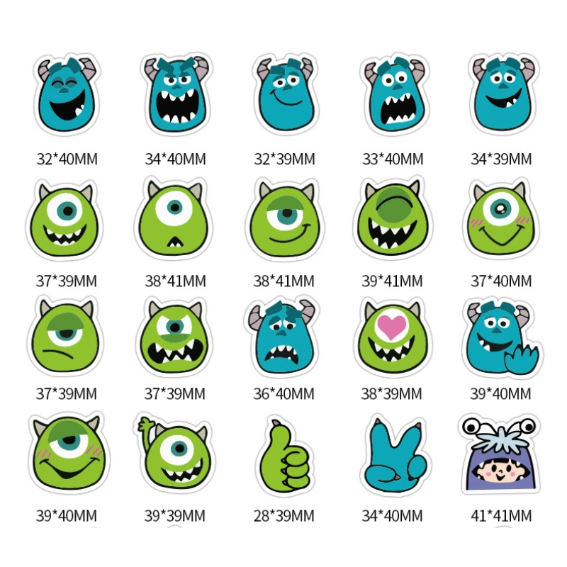 Monsters Inc Stickers | Vinyl Sticker for Laptop, Scrapbook, Phone, Luggage, Journal, Party Decoration | Assorted Stickers